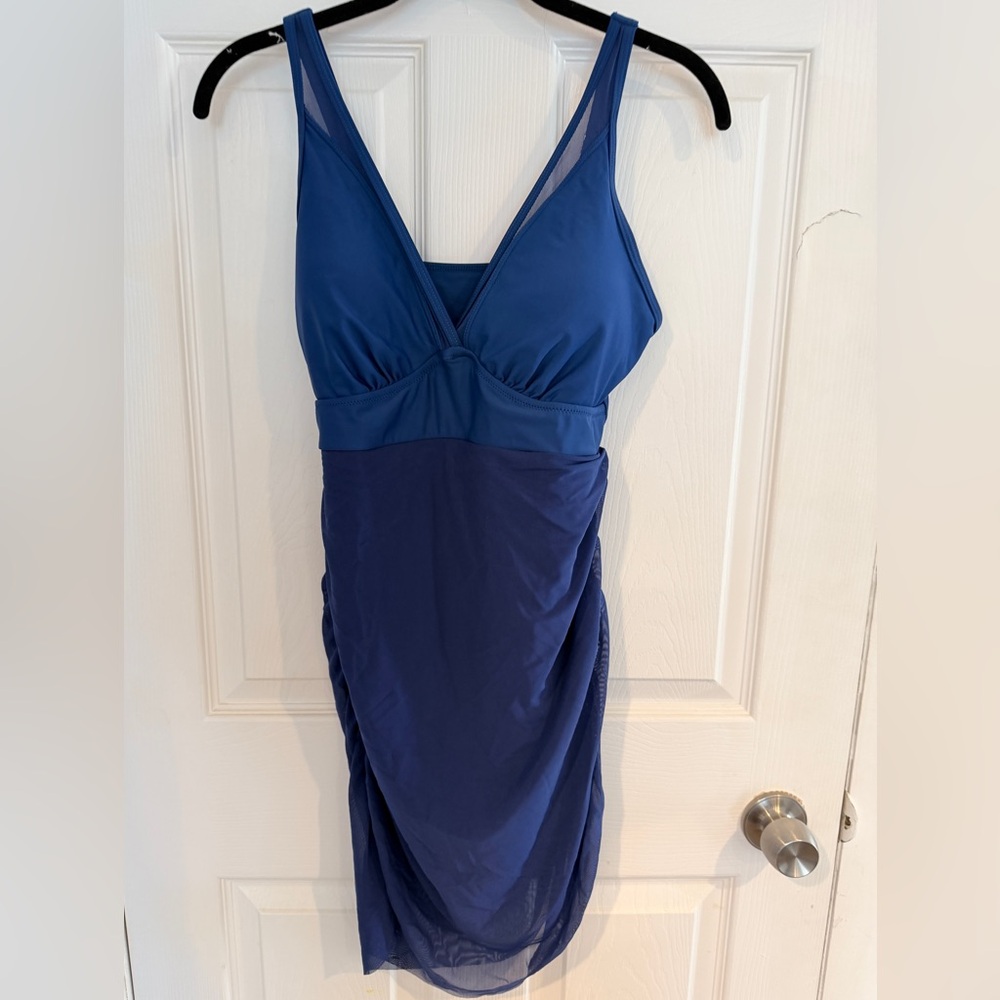 Blue One-Piece Tummy control swim dress